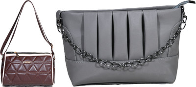 Despacito Grey, Brown Sling Bag DESP21-759-Grey(Pack of 2)