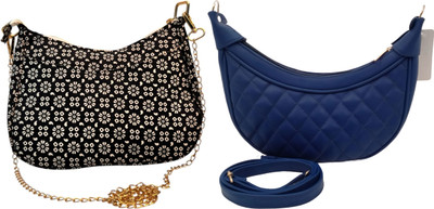 Dakota Blue, Black Sling Bag Genuine Leather Stylish Moon Bag for Women – Compact & Trendy(Pack of 2)