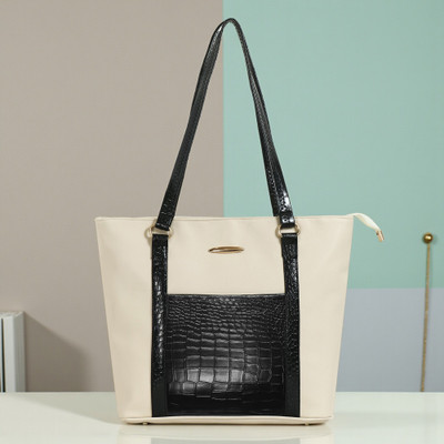 LoveHush Multicolor Hand-held Bag A_CROCO_TIE_CREAM