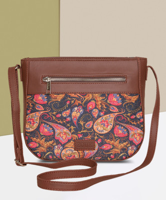 ZOUK Pink Sling Bag Paisley Print U Shaped Sling Bag