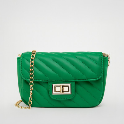 LINO PERROS Green Sling Bag Women's Green Mini Quilted Sling