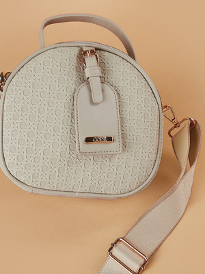 CODE by Lifestyle Grey Sling Bag Structured Sling Bag with Cut Work