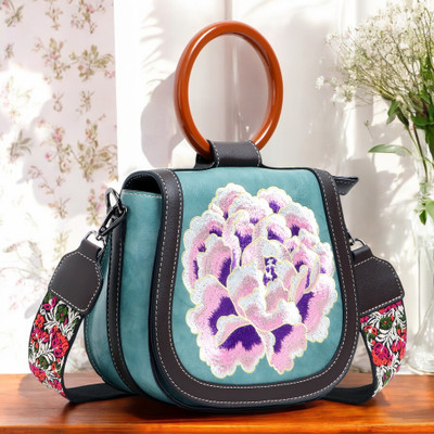 Exotic Multicolor Sling Bag Retro Floral Embroidery Sling Bag