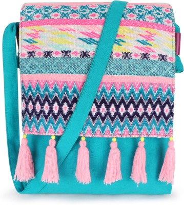 Anekaant Blue, Pink Sling Bag Geomat