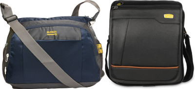 Blowzy Blue, Grey, Black Sling Bag College crossbody Travel Unisex Office Business Messenger Bag(Pack of 2)