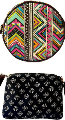 CRAFTWELL Multicolor Sling Bag Stylish New Trendy Unique Classy Design Shoulder Crossbody Sling Bag For Women(Pack of 2)