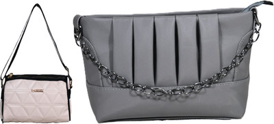 Despacito Grey, Beige Sling Bag DESP21-759-Grey(Pack of 2)