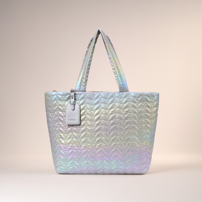 LINO PERROS Silver Tote High Shine Tote Bag