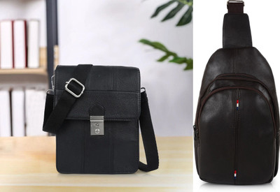CIMONI Brown, Black Shoulder Bag Stylish Travel Trendy Crossbody Shoulder Office Bag For Unisex(Pack of 2)