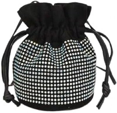 SS Collection Grey Shoulder Bag Handicraft Diamond Drawstring Bucket Crossbody Bag Crossbody Bag