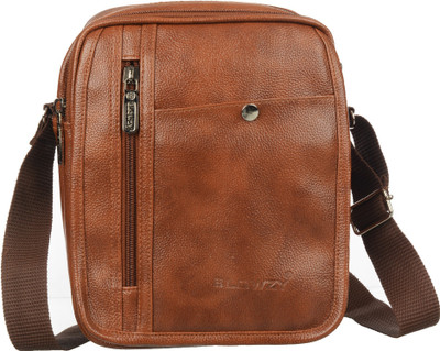 niava Tan Sling Bag PU Leather Messenger Crossbody Sling Bag for Men