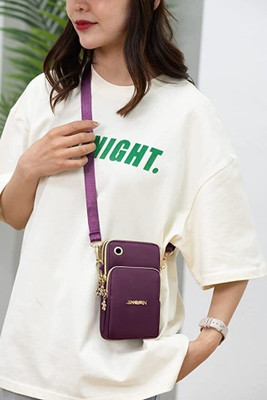 MSclassy Purple Sling Bag Cross Body Bag Multifunction 3 Layer Small Shoulder BagsPhone Purse Mobile Sling