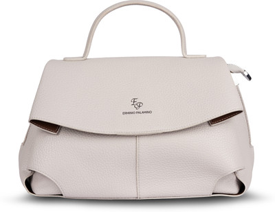 Erminio Palamino Grey Satchel Luxury Belle Flap Top Handle Satchel – Elegant Pebbled Vegan Leather Handbag