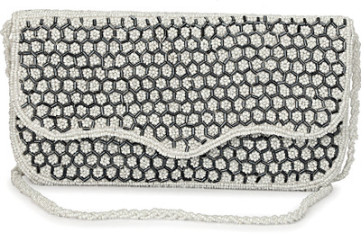 Zari and Fashion White Sling Bag Partywear women and girls clutch purse