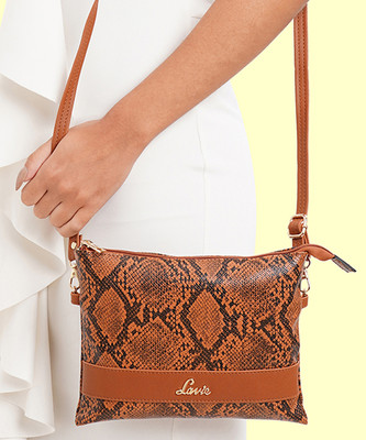 LAVIE Tan Sling Bag Python Slim Sling Bag