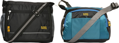 Blowzy Blue, Black, Black Sling Bag College crossbody Travel Unisex Office Business Messenger Bag(Pack of 2)