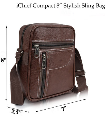 ICHIEF Brown Sling Bag Mini 9 inch Stylish Cross Body Sling bag for Office, Cash Collection, Travelling