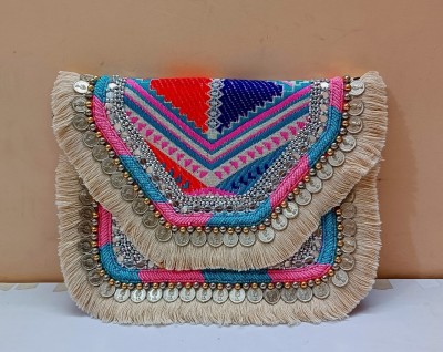 MKS Multicolor, Beige Sling Bag Handcrafted Boho Banjara Bags For Women, Handembrodry Sling Bag For Regular Wear