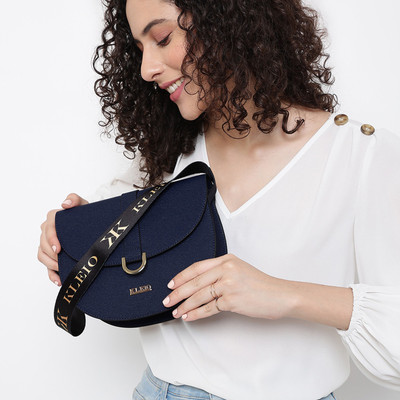 KLEIO Blue Sling Bag Structured Side Sling Shoulder Handbag for Women/Girls