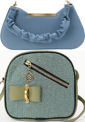 Yari Blue, Green, Green Sling Bag Stylish Forever Young Sling Bag For Women And Girls(Pack of 2)