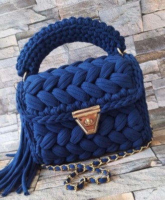 JNT Blue Sling Bag Handknitted crochet Crossbody Sling Bag for Women Handbags, Purses & Clutches