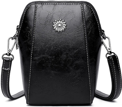 SYGA Black Sling Bag Women's Soft Leather Crossbody Mini Small Bag