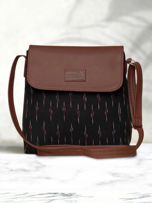 ZOUK Black Sling Bag Ikat Flap
