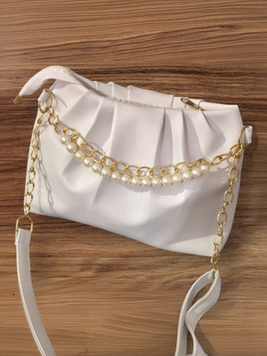 RANDAM White, Gold Sling Bag Pearl Sling