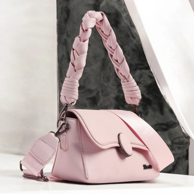 Exotic Pink Sling Bag Flap Design Texture Sling Bag