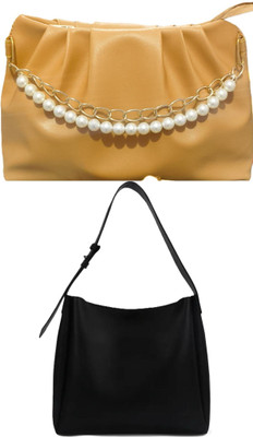 RANDAM Yellow, Black Sling Bag PU - Leather Tote Bag for Women Female Large Capacity Shoulder Bag Handbags.(Pack of 2)