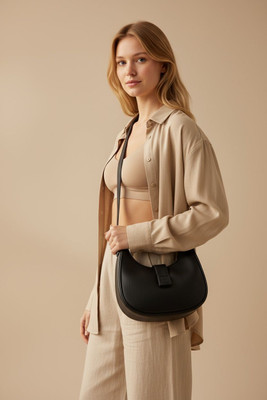 Pramadda Pure Luxury Black Sling Bag Stylish leather Shoulder Sling Crossbody Handbag Purse For Women Travel.