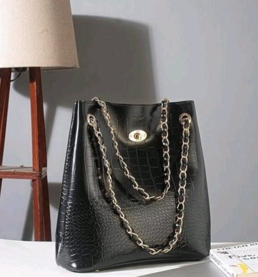 Kafil khan Black Shoulder Bag Stylish black.y PU Solid Handbag For Women