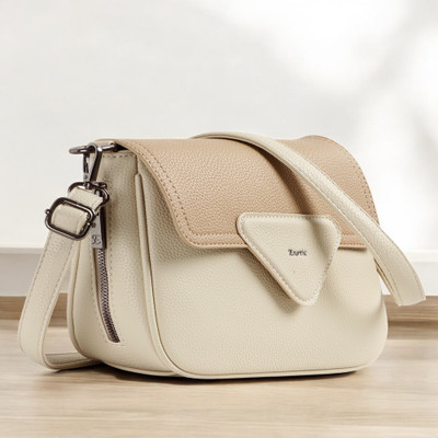 Exotic Premium Beige Sling Bag Unique Shape Texture Design Flap Closure