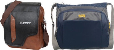 Blowzy Blue, Tan Sling Bag Cross Body men's sling bag(Pack of 2)