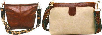 Dakota Brown, Beige Sling Bag SKU103(Pack of 2)