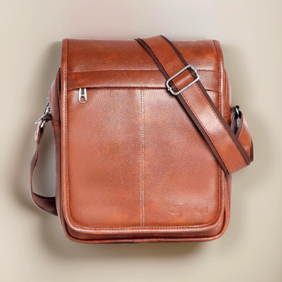 Shivra Tan Sling Bag Men Sling Bag extra large (S-11*8.5*3)