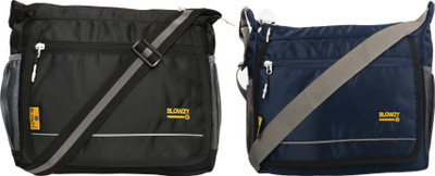 Blowzy Black, Blue Sling Bag College crossbody Travel Unisex Office Business Messenger Bag(Pack of 2)