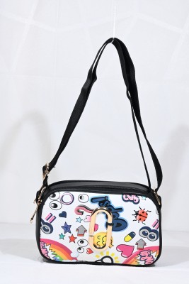 DESENCE White Sling Bag Trendy printed sling bag