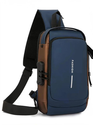 MYSASHOP Blue, Brown Sling Bag Anti-Theft, Waterproof, USB Charging, Crossbody with Adjustable Strap