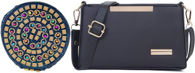 Nappmall Tan, Black Sling Bag Coconut Shell Beaded Sling bag for Women, ladies Purse,Crossbody Purse(Pack of 2)