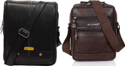 Blowzy Black, Brown Sling Bag Shoulder Bags Travel Bag Crossbody Bags for Men Work Business - 10 Inch(Pack of 2)