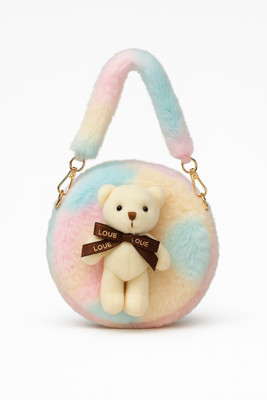 Beauty Queen Multicolor Sling Bag Pastel Plush Teddy Bear Handbag