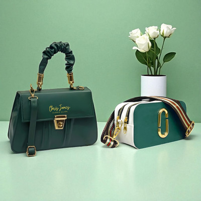 clarisjames Green Sling Bag Bottlegreen aesthetic casual trendy medium combo bags for women(Pack of 2)