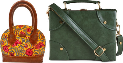 Dakota Yellow, Green Sling Bag STYLISH Bohemian Handbag for Girls & Womens(Pack of 2)