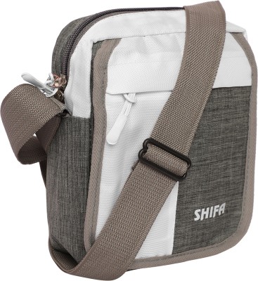 SHIFA White, Grey Sling Bag Nylon Sling Cross Body Travel Office Business Messenger Bag for Men Women