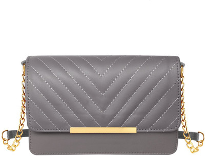 KAVRIXA Grey Sling Bag Grey Designer Faux Leather Handbag For Women And Girls KX-HB39