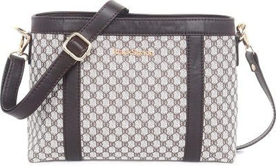 black spade Beige Sling Bag Checked Pattern PU Structured Solid