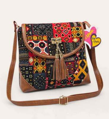 MAYLISS Black, Multicolor Sling Bag Cotton Fabric sling bags for women/Attractive trendy sling bags for women