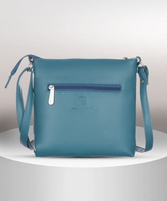 Leather Land Green Sling Bag Crazy zipper in GREEN