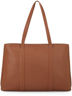 GLO by Globus Tan Tote Globus Women Tan Vegan Leather Textured Double Handle Tote Bag